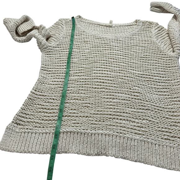 EILEEN FISHER Ivory Open Knit Pullover Sweater Size Large Womens Cotton Blend - Picture 9 of 10